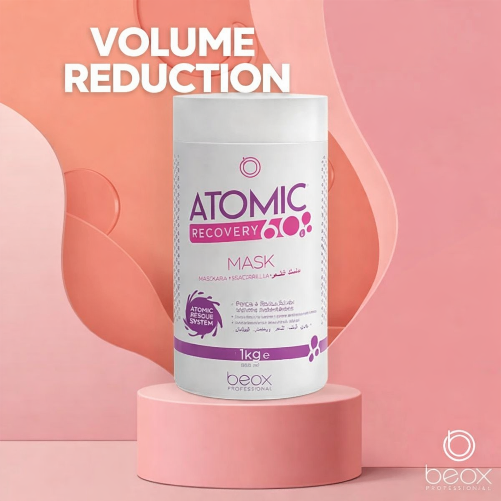 Atomic Mask 60s by Beox professional Hair Mask for Hydration, highlighted packaging