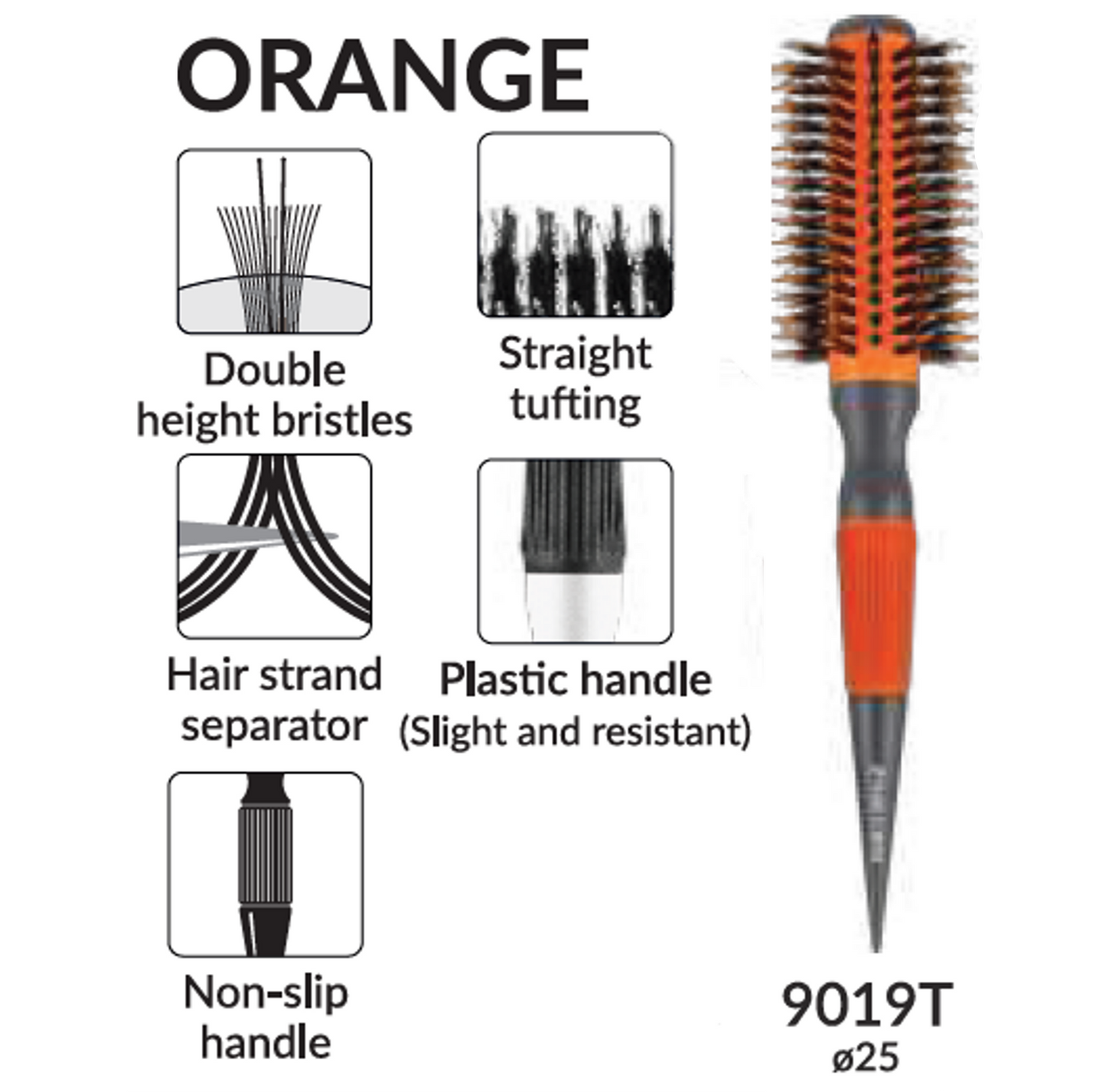 Ceramic Orange 9019T (25 mm) by Marco Boni professional Brush for Brush, highlighted packaging