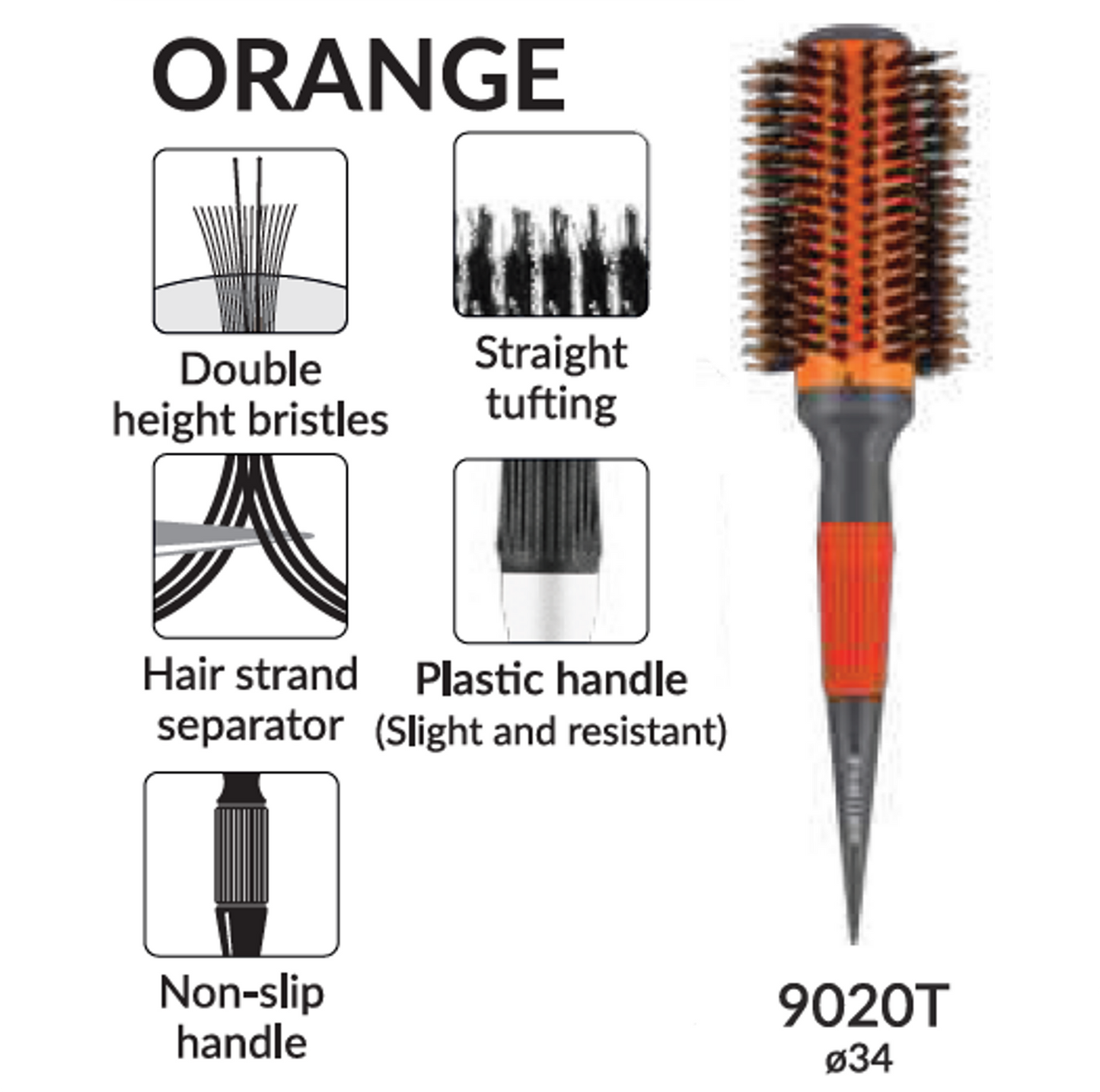 Ceramic Orange 9020T (34 mm) by Marco Boni professional Brush for Brush, highlighted packaging