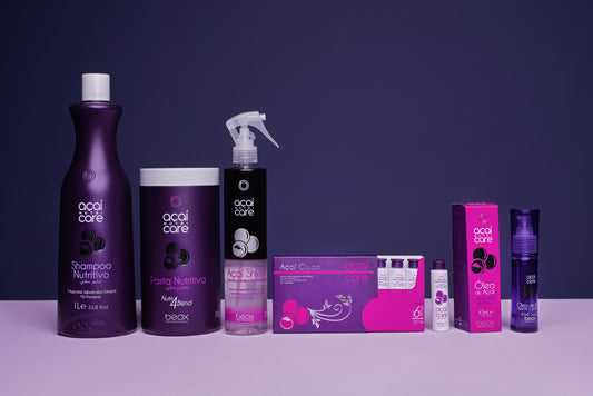 Lip Kit Açaí Nutri Care by Beox professional Shampoo, Mask, Oil, Leave-in, Finisher for Heat Protection, Nutrition, highlighted packaging