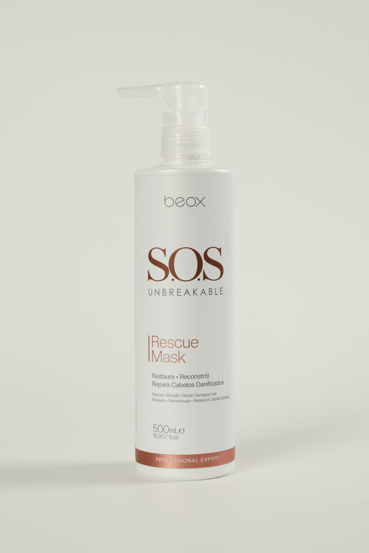 SOS Unbreakable Rescue Mask by Beox professional Hair Mask for Reconstruction, highlighted packaging