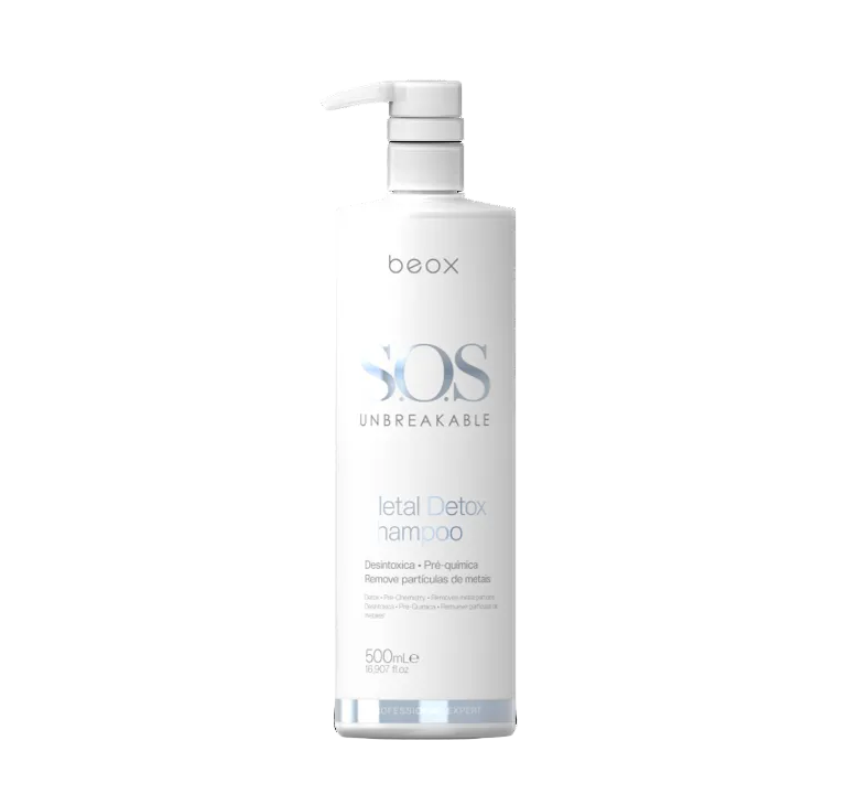 SOS Shampoo Metal Detox by Beox professional Shampoo for Pre-Treatment, highlighted packaging