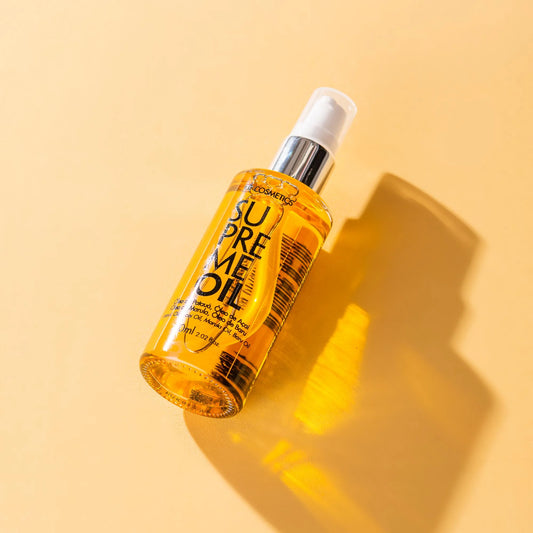 Supreme Oil by Fit Cosmetics professional Hair Oil, Finisher for Hair Treatment, highlighted packaging