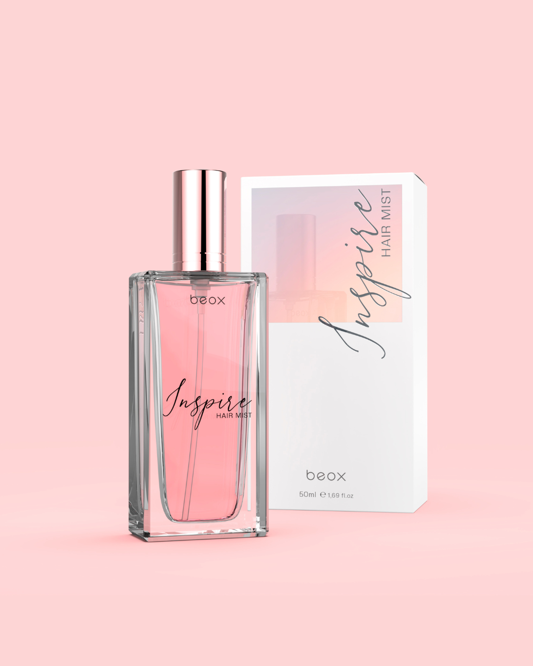 Inspire Hair Mist by Beox professional Hair Perfume, Finisher for Final Treatment, highlighted packaging