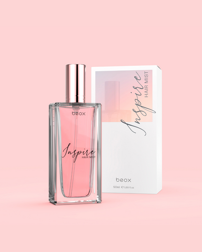 Inspire Hair Mist by Beox professional Hair Perfume, Finisher for Final Treatment, highlighted packaging