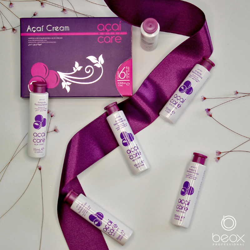 Açaí Reconstrutive Ampoule by Beox professional Hair Mask for Nutrition, highlighted packaging
