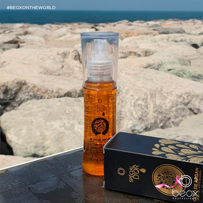 Special D’Or Argan Oil by Beox professional Hair Oil, Finisher for Hair Treatment, highlighted packaging
