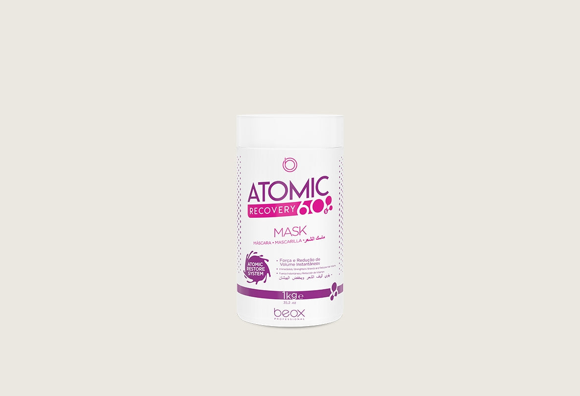 Atomic Mask 60s by Beox professional Hair Mask for Hydration, highlighted packaging