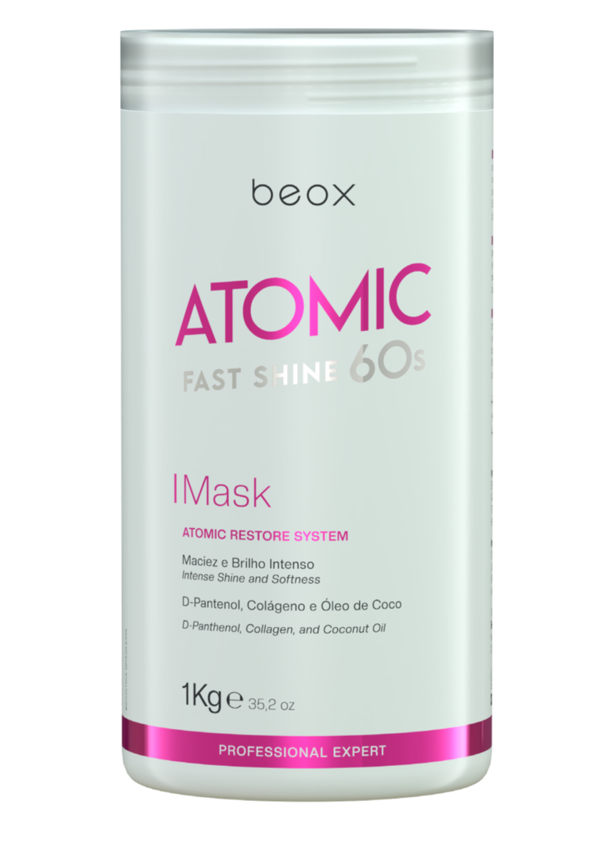 Atomic Mask 60s by Beox professional Hair Mask for Hydration, highlighted packaging