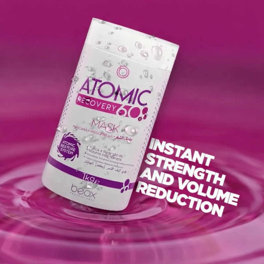 Atomic Mask 60s by Beox professional Hair Mask for Hydration, highlighted packaging