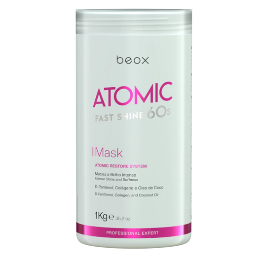 Atomic Mask 60s by Beox professional Hair Mask for Hydration, highlighted packaging