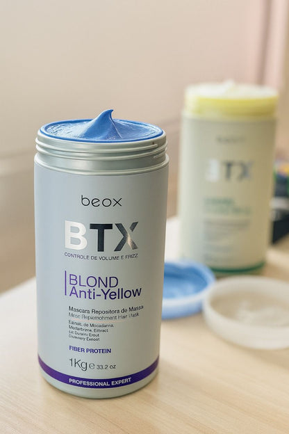 BTX Blond Anti-Yellow by Beox professional Hair Straightening Treatment for Hair Treatment, highlighted packaging