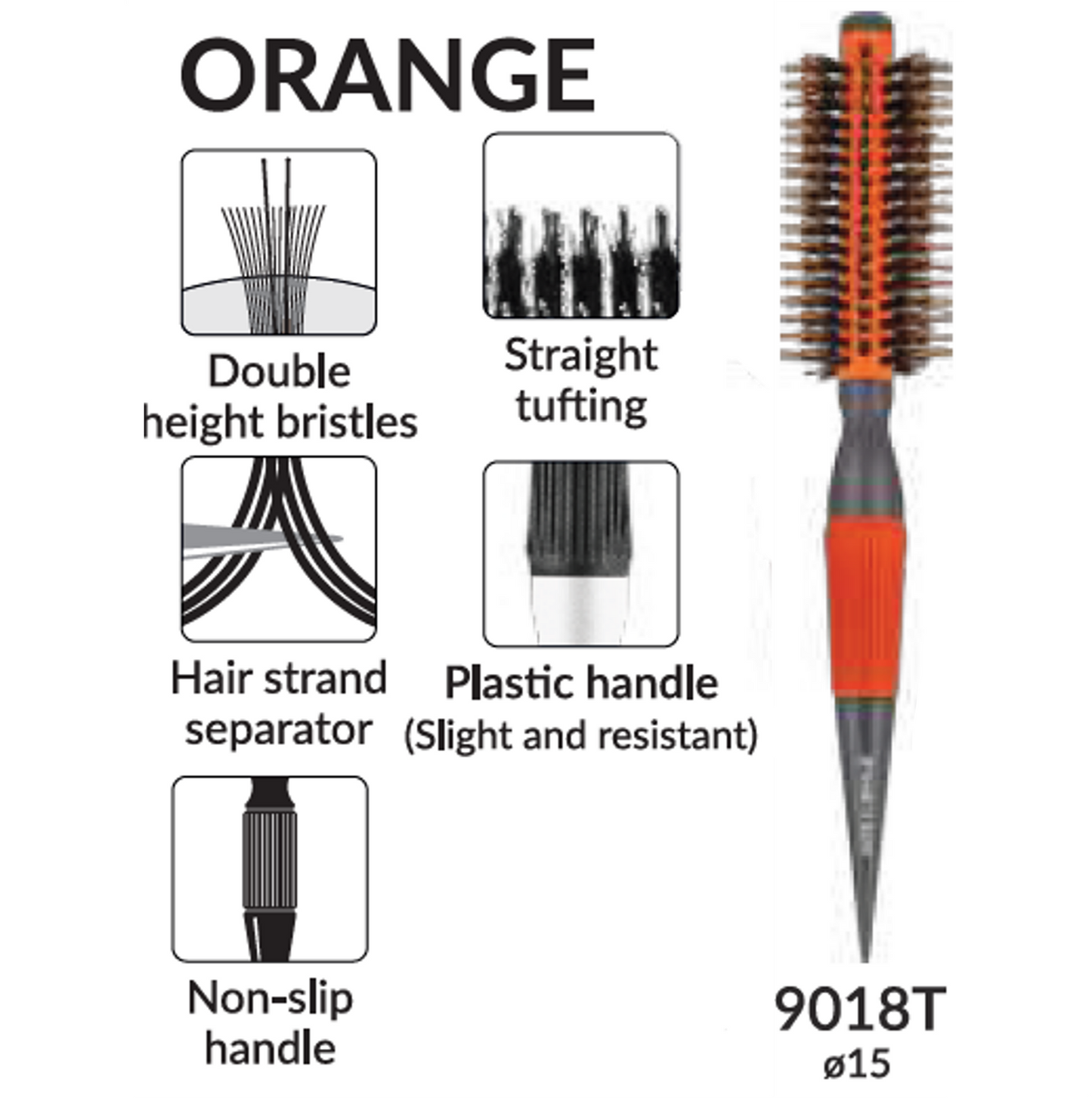 Ceramic Orange 9018T (15 mm) by Marco Boni professional Brush for Brush, highlighted packaging