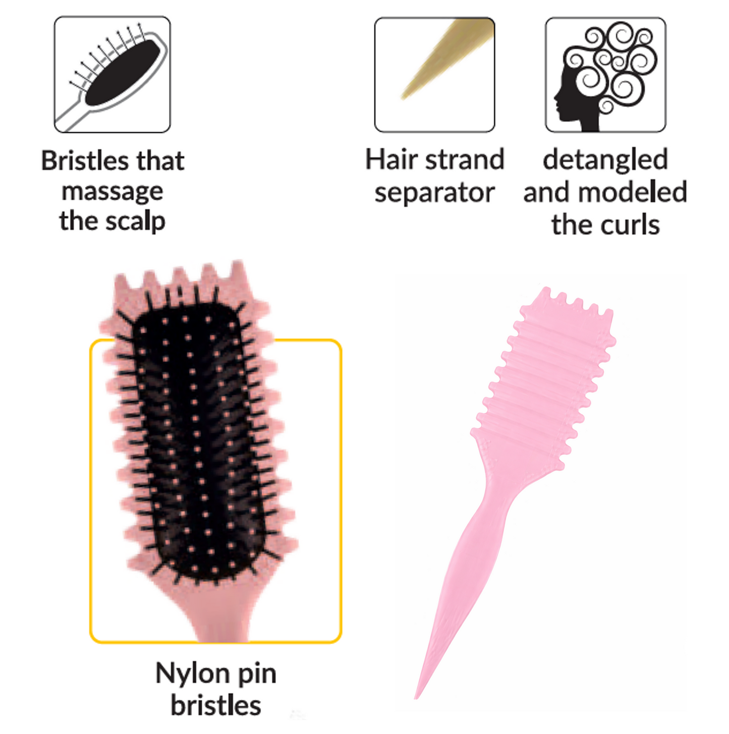 Curly Brush 7239 (Single Bristles) by Marco Boni professional Brush for Brush, highlighted packaging