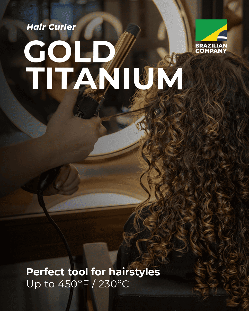 Gold Titanium Hair Curler by MQ professional Hair Curler for Hair Curling, highlighted packaging