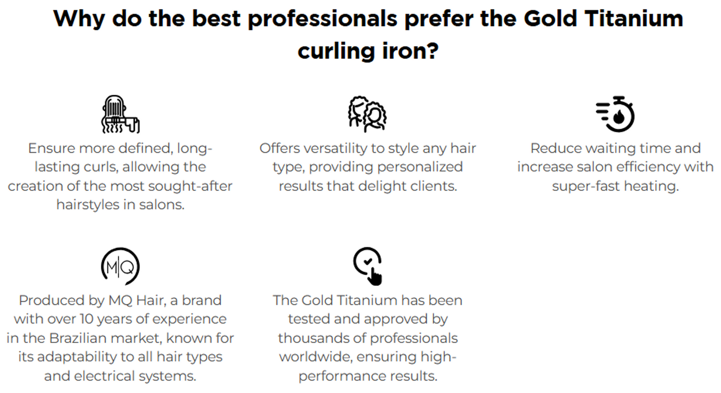 Gold Titanium Hair Curler by MQ professional Hair Curler for Hair Curling, highlighted packaging