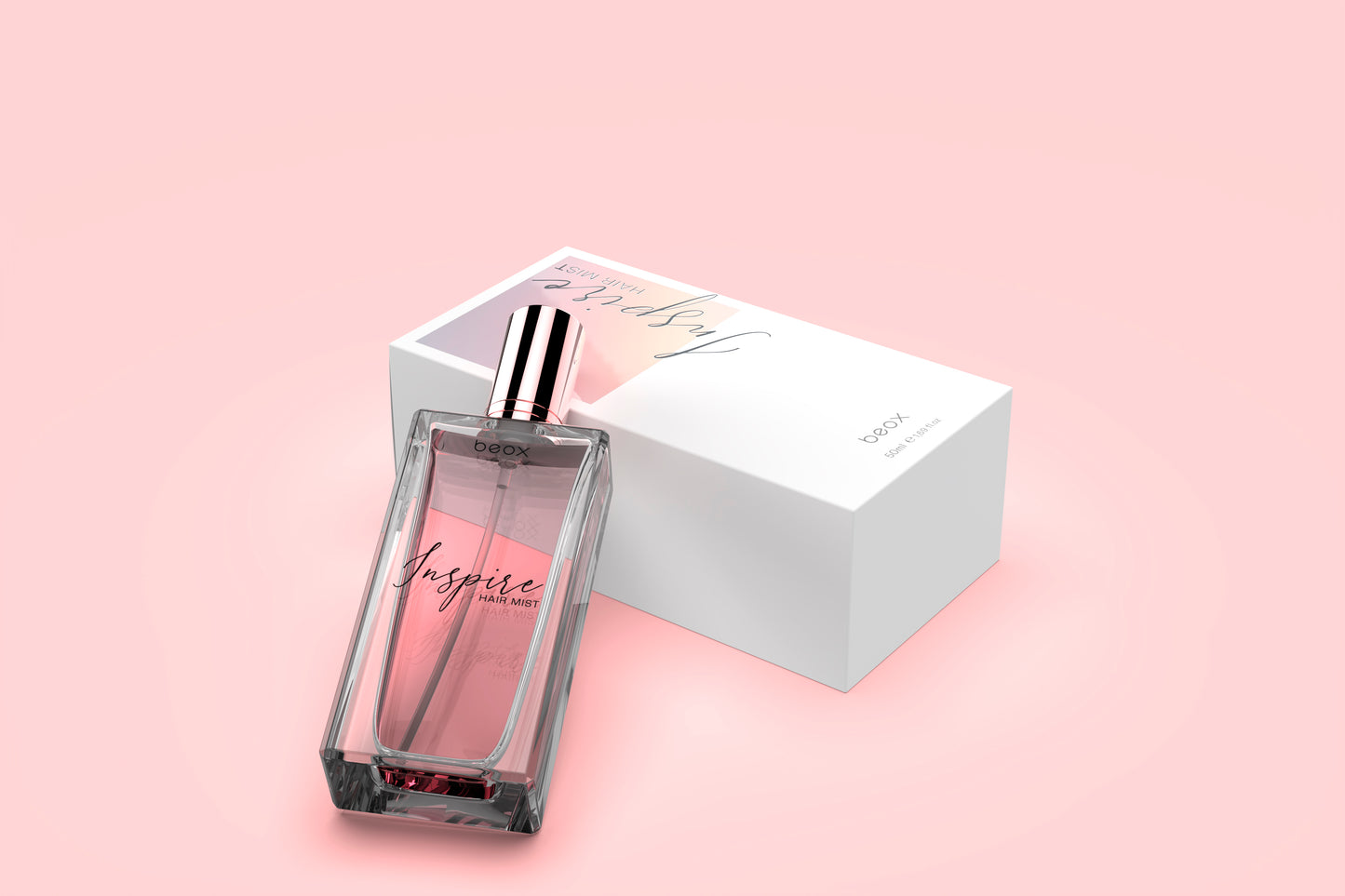 Inspire Hair Mist by Beox professional Hair Perfume, Finisher for Final Treatment, highlighted packaging