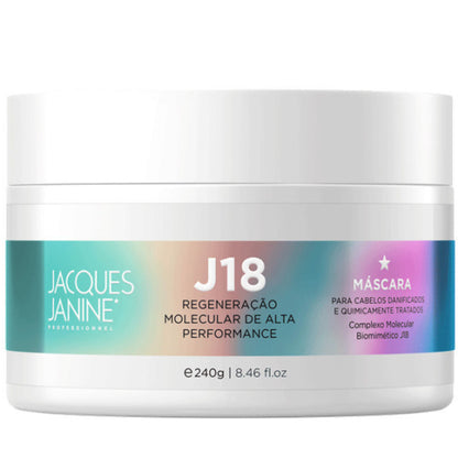 J18 Molecular Regeneration Treatment Mask by Jacques Janine professional Hair Mask for Recovery, Reconstruction, highlighted packaging