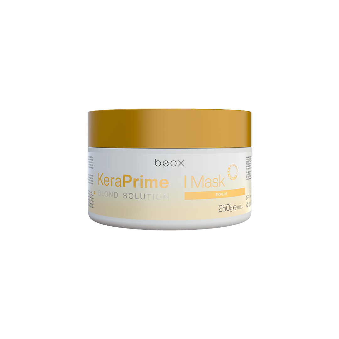 KeraPrime Blond Solution Home Care Mask by Beox professional Hair Mask for Nutrition, Hydration, Reconstruction, highlighted packaging