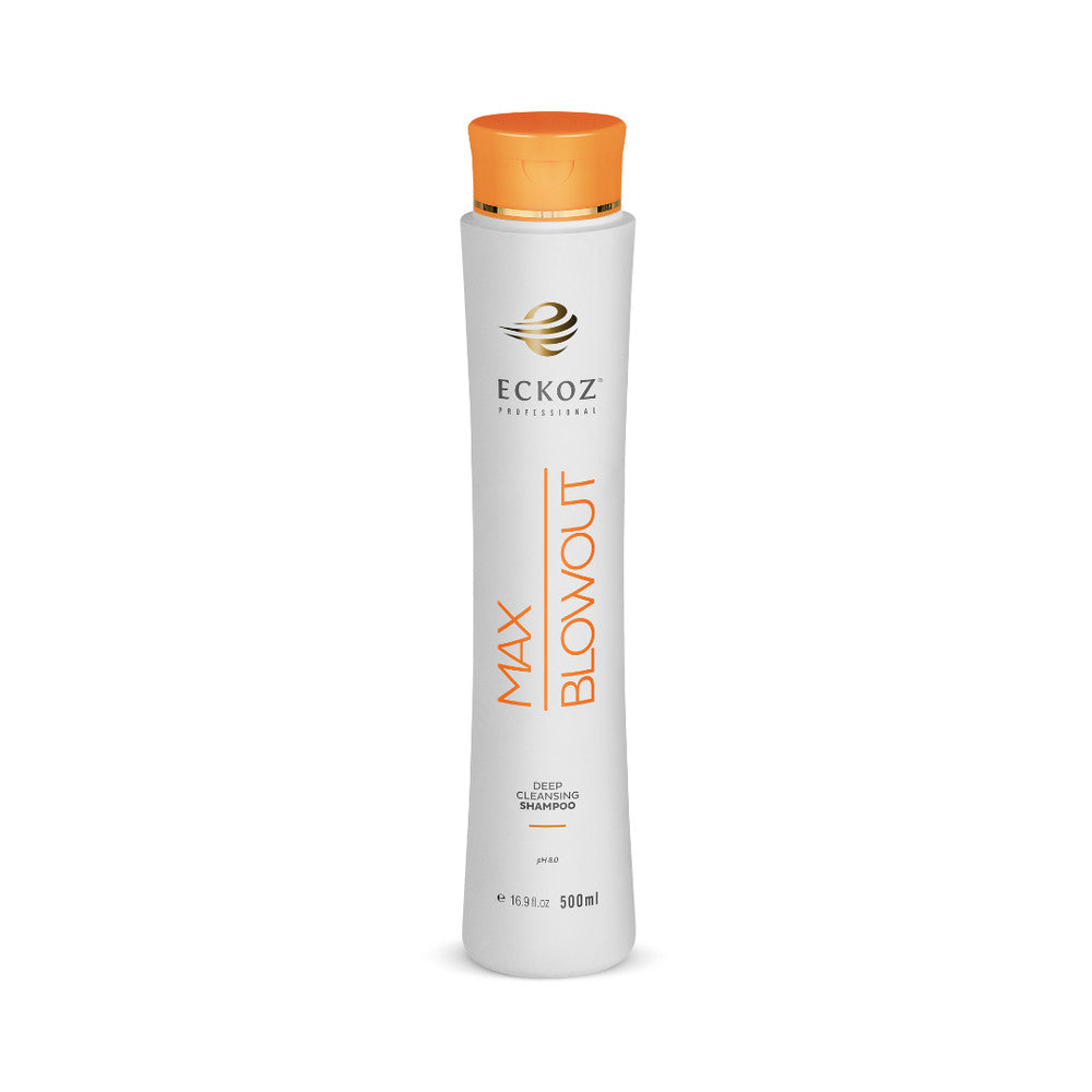 Max Blowout Deep Cleansing Shampoo by Eckoz professional Shampoo for Pre-Treatment, highlighted packaging