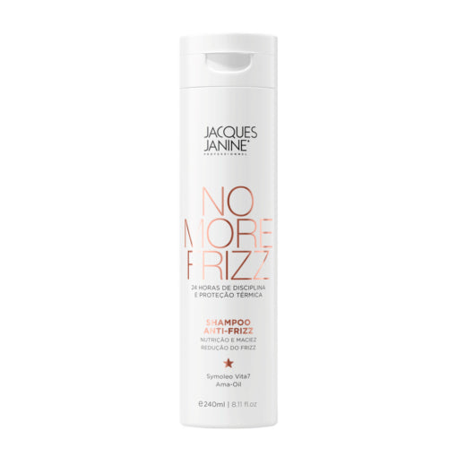 No More Frizz Shampoo by Jacques Janine professional Shampoo for Hydration, highlighted packaging