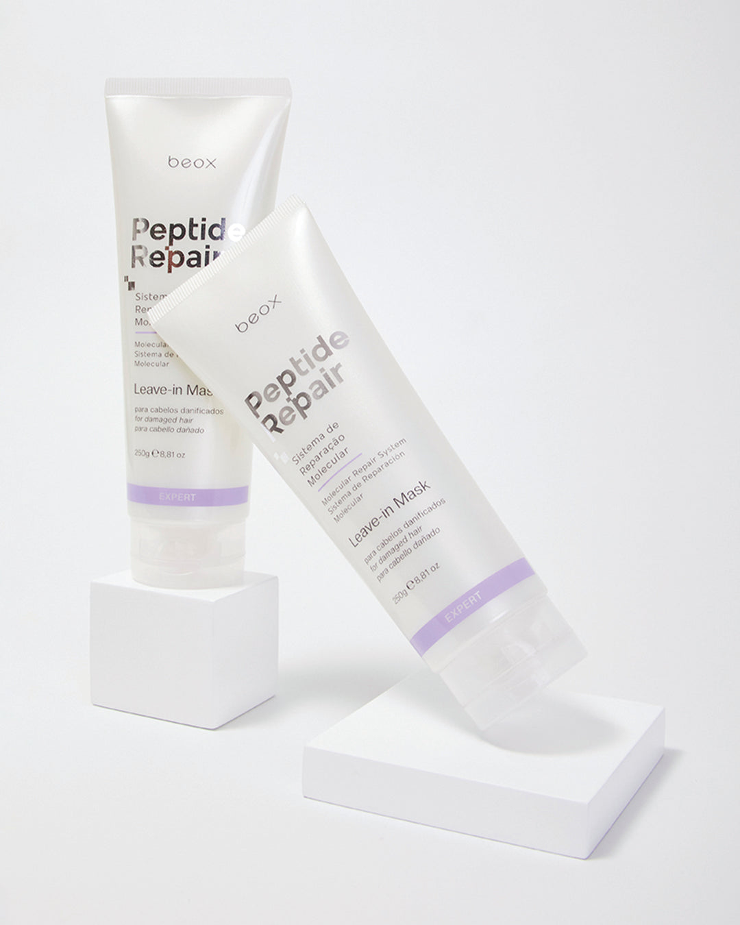 Peptide Repair Leave-in Mask by Beox professional Leave-in, Finisher for Heat Protection, highlighted packaging