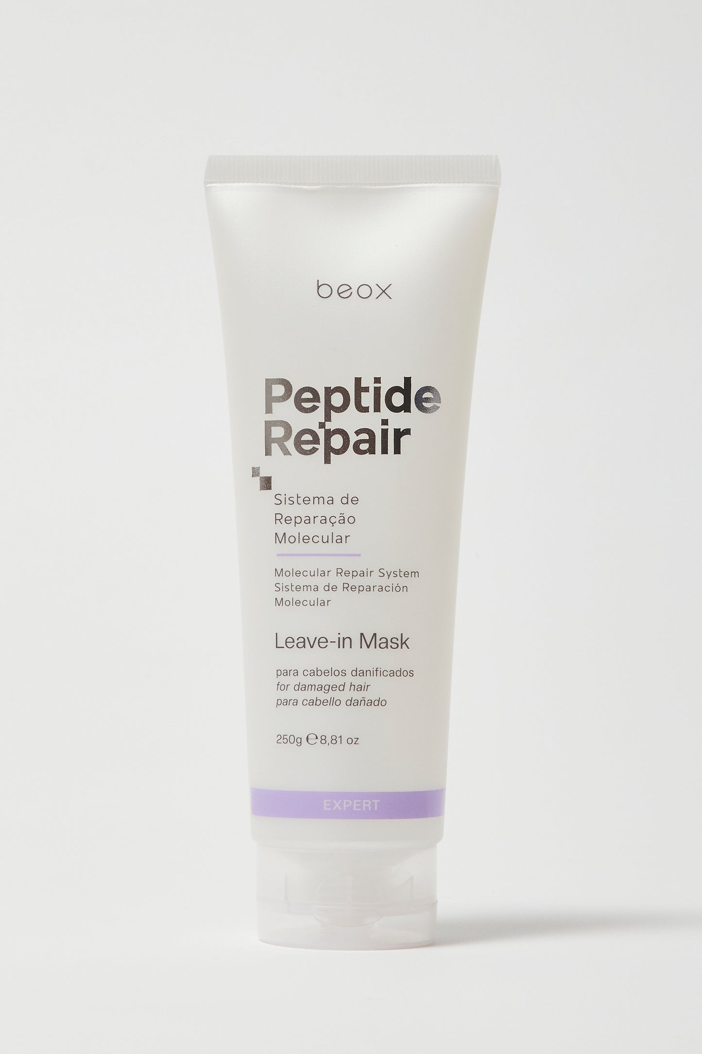 Peptide Repair Leave-in Mask by Beox professional Leave-in, Finisher for Heat Protection, highlighted packaging