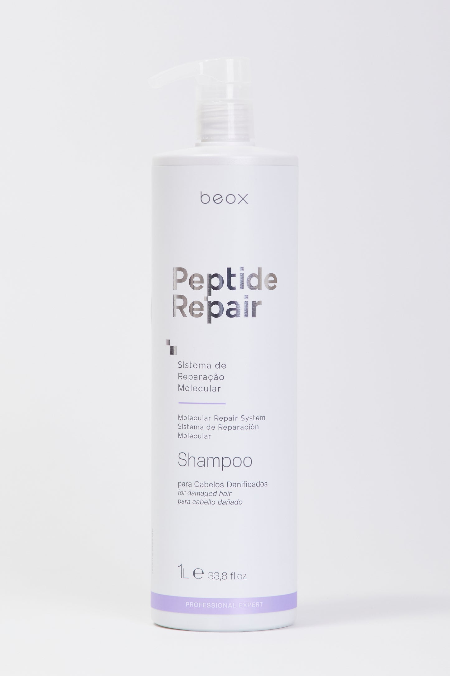 Peptide Repair Shampoo by Beox professional Shampoo for Reconstruction, highlighted packaging