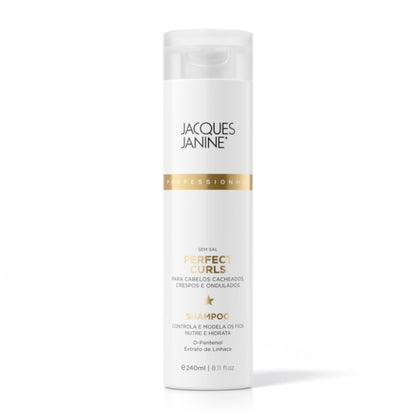 Perfect Curls Shampoo by Jacques Janine professional Shampoo for Hydration, highlighted packaging