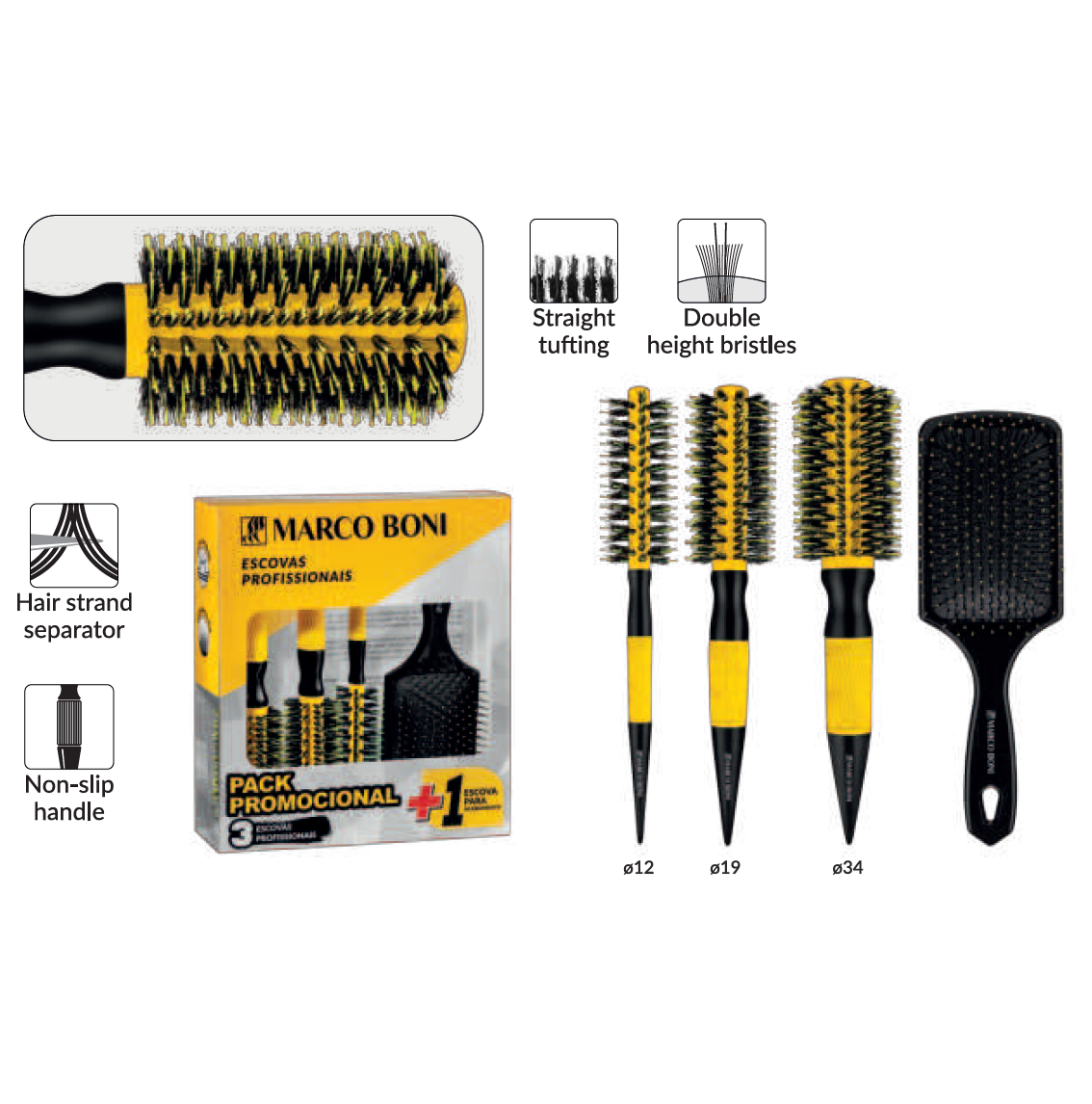 Professional Set 6204 by Marco Boni professional Brush for Brush, highlighted packaging
