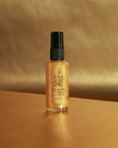 Royal Gold 24K Glow On by Beox professional Hair Oil, Finisher for Hair Treatment, highlighted packaging