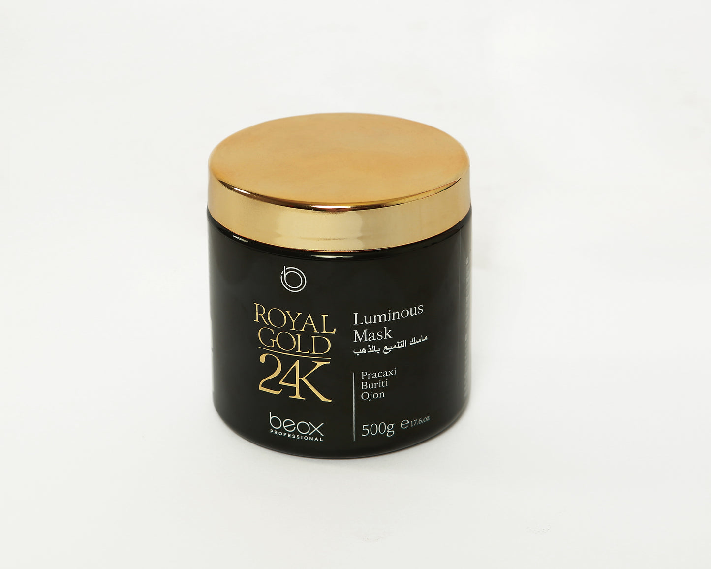 Royal Gold 24K Luminous Mask by Beox professional Hair Mask for Nutrition, Hydration, highlighted packaging