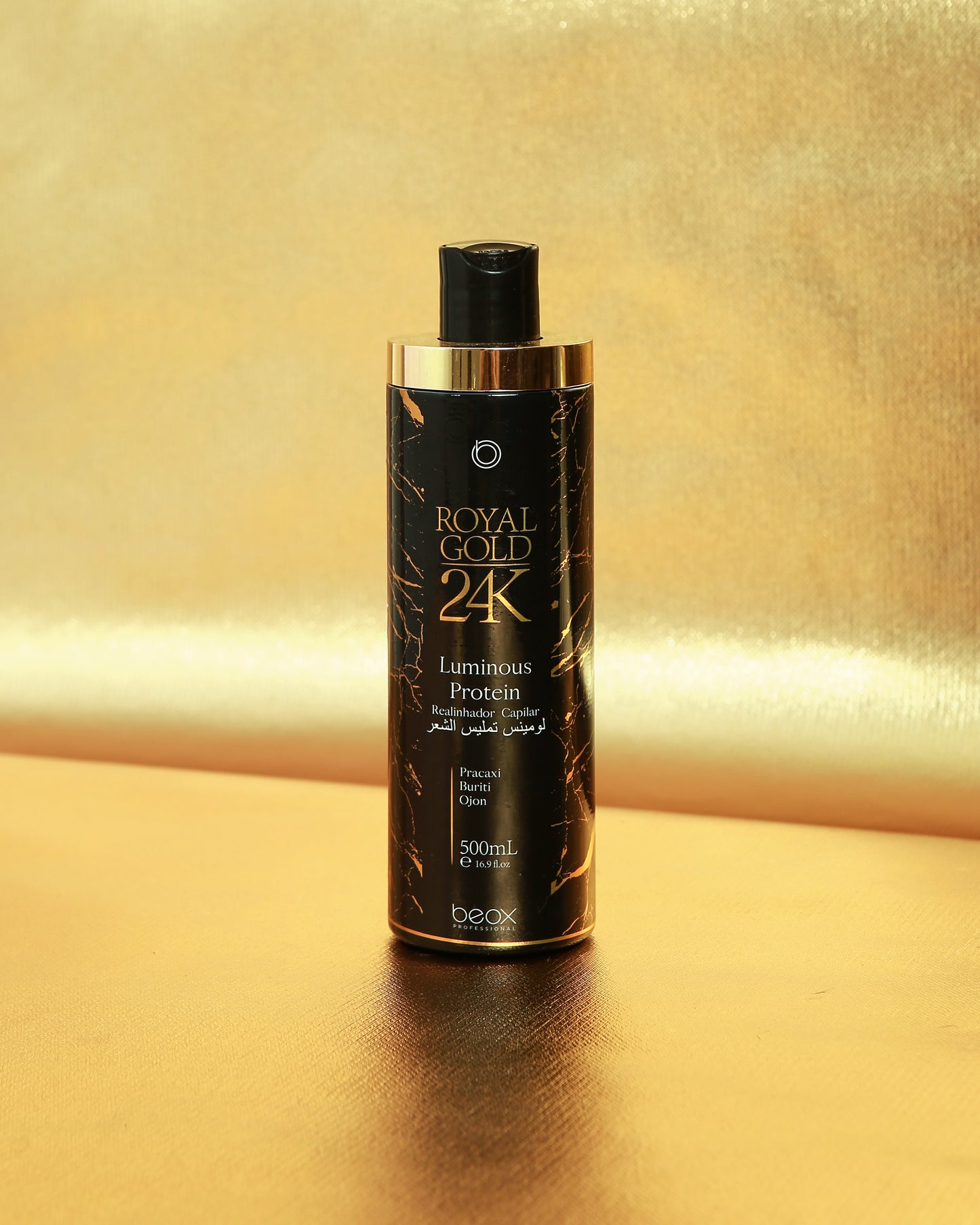Royal Gold 24K Luminous Straightener by Beox professional Hair Straightening Treatment for Hair Straightening, highlighted packaging