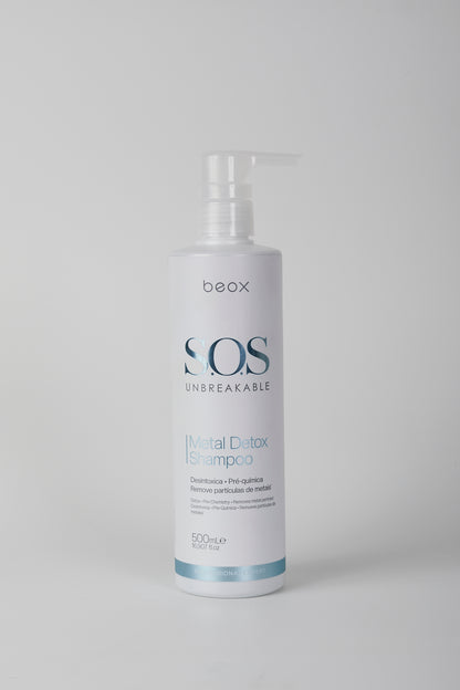 SOS Shampoo Metal Detox by Beox professional Shampoo for Pre-Treatment, highlighted packaging