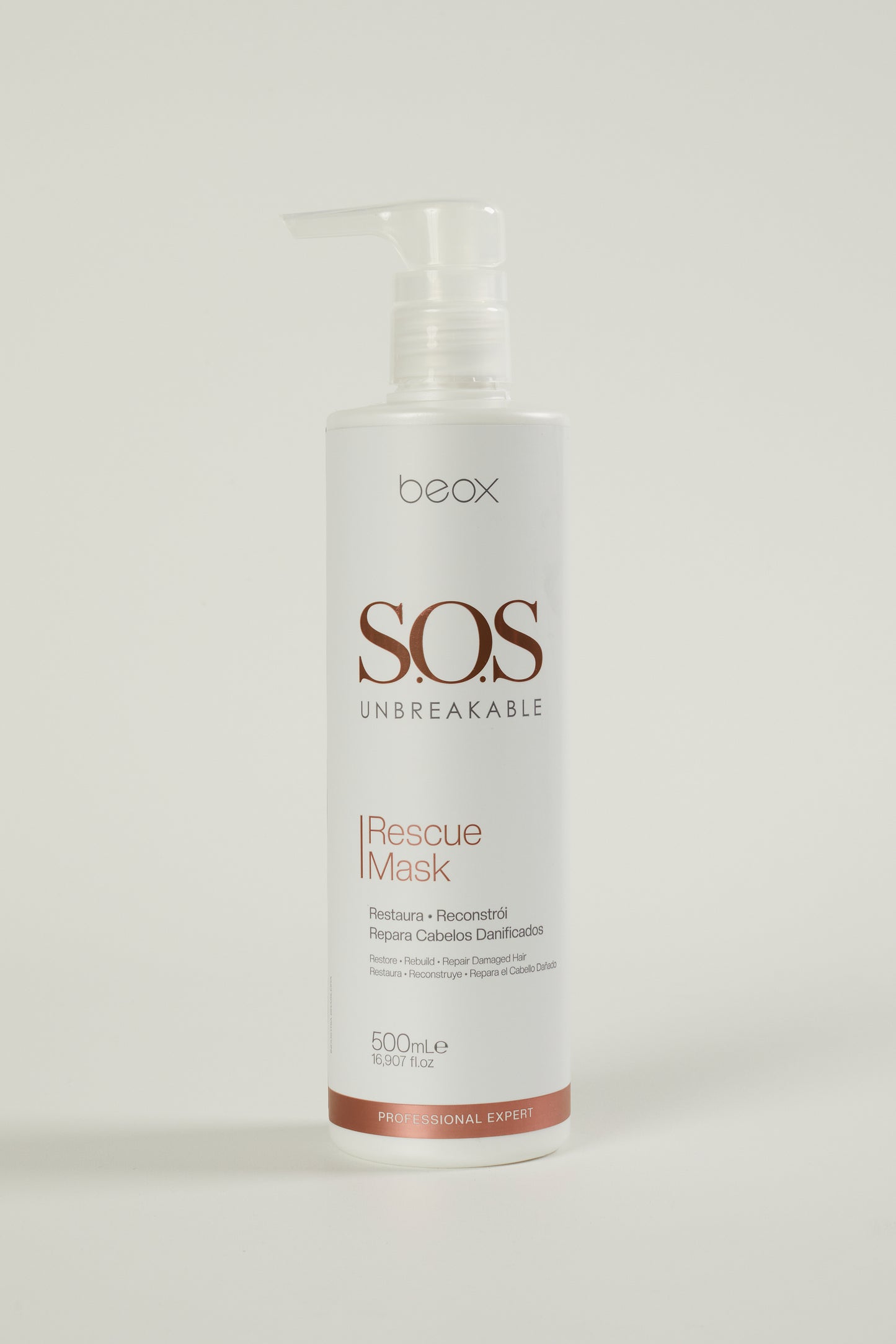 SOS Unbreakable Rescue Mask by Beox professional Hair Mask for Reconstruction, highlighted packaging