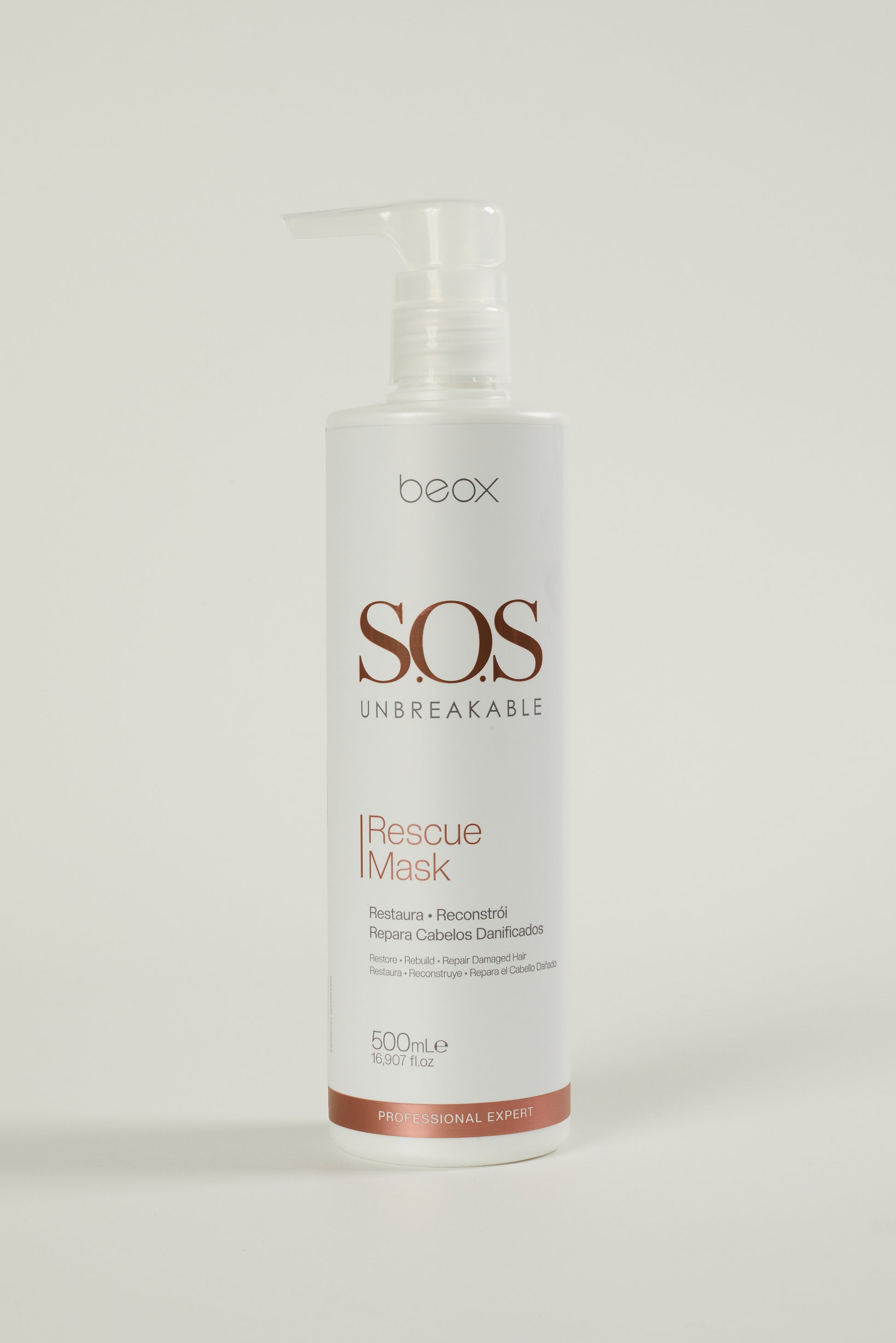 SOS Unbreakable Rescue Mask by Beox professional Hair Mask for Reconstruction, highlighted packaging
