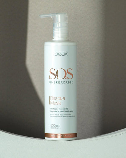 SOS Unbreakable Rescue Mask by Beox professional Hair Mask for Reconstruction, highlighted packaging