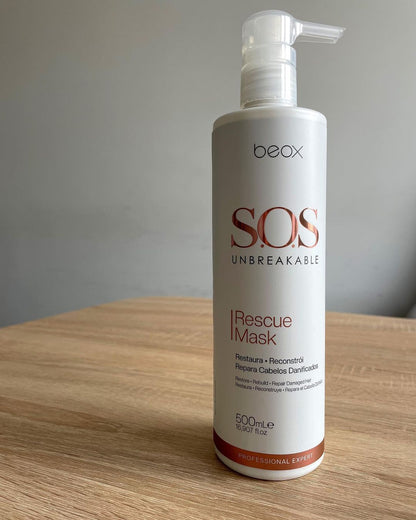 SOS Unbreakable Rescue Mask by Beox professional Hair Mask for Reconstruction, highlighted packaging