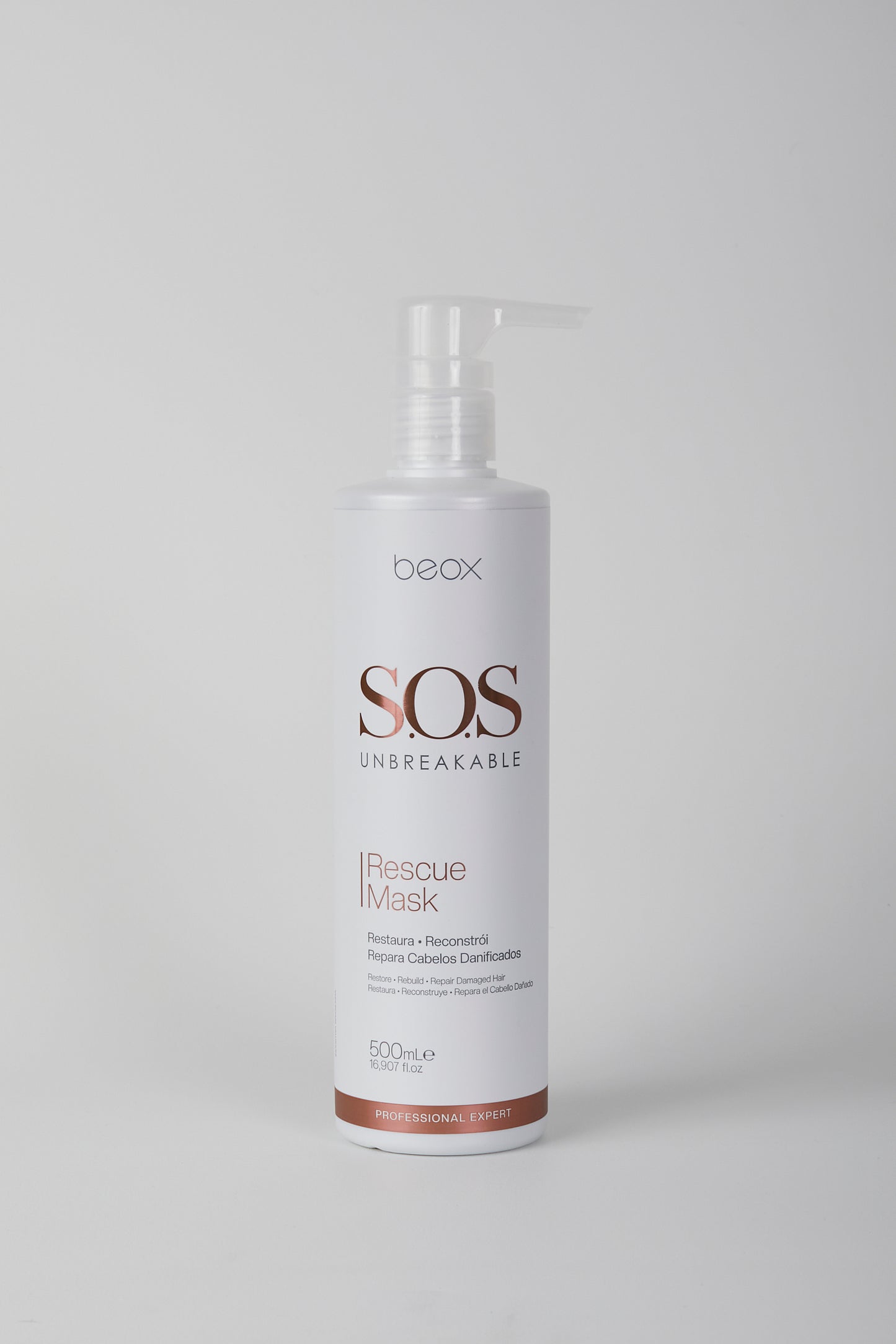 SOS Unbreakable Rescue Mask by Beox professional Hair Mask for Reconstruction, highlighted packaging