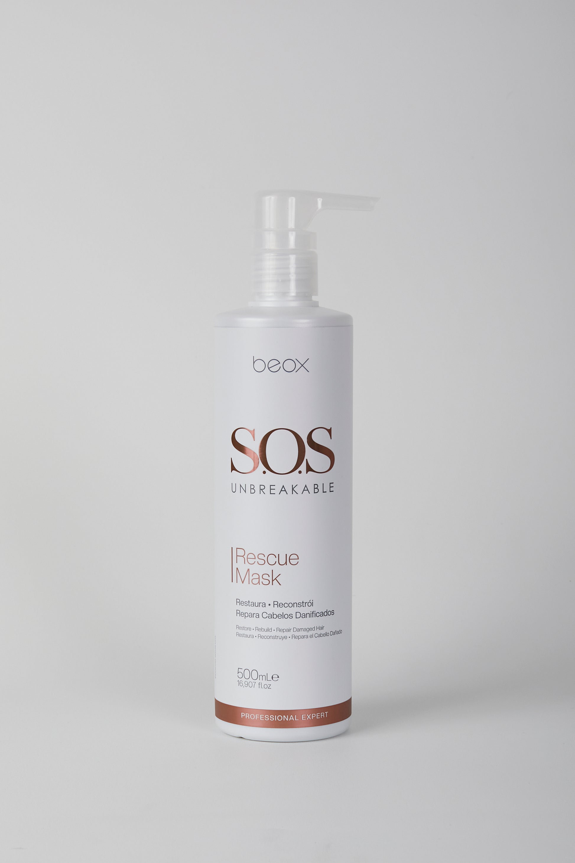SOS Unbreakable Rescue Mask by Beox professional Hair Mask for Reconstruction, highlighted packaging