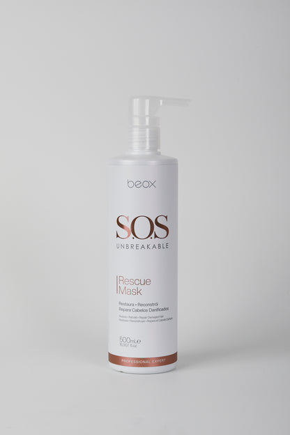 SOS Unbreakable Rescue Mask by Beox professional Hair Mask for Reconstruction, highlighted packaging