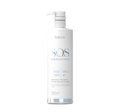 SOS Shampoo Metal Detox by Beox professional Shampoo for Pre-Treatment, highlighted packaging