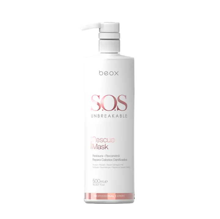 SOS Unbreakable Rescue Mask by Beox professional Hair Mask for Reconstruction, highlighted packaging