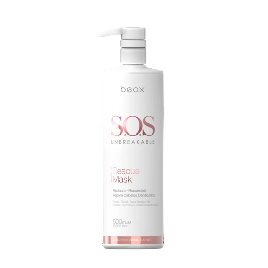 SOS Unbreakable Rescue Mask by Beox professional Hair Mask for Reconstruction, highlighted packaging