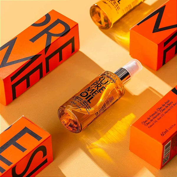 Supreme Oil by Fit Cosmetics professional Hair Oil, Finisher for Hair Treatment, highlighted packaging