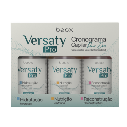 Versaty Pro Hair Schedule Ampoules by Beox professional Hair Mask for Nutrition, Hydration, Reconstruction, highlighted packaging